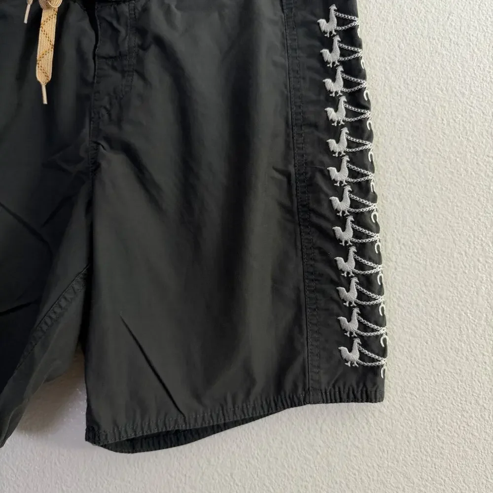 Howler Bros Los Hermanos Board Shorts 30 Grey Mens Beach Rooster Embroidered EUC